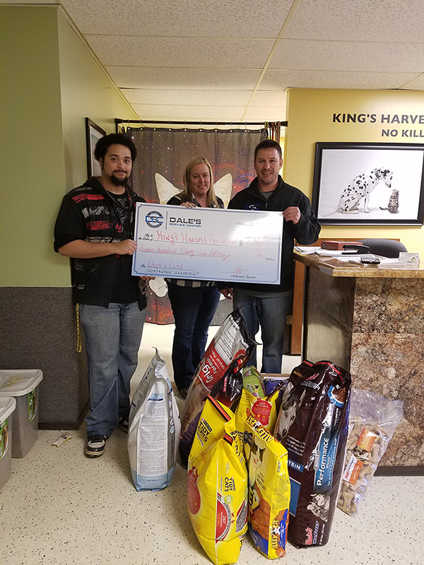 Dales' service center supporting king's harvest pet rescue